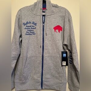 Buffalo Bills Men's Gray Full-Zip Hoodie with Red Logo